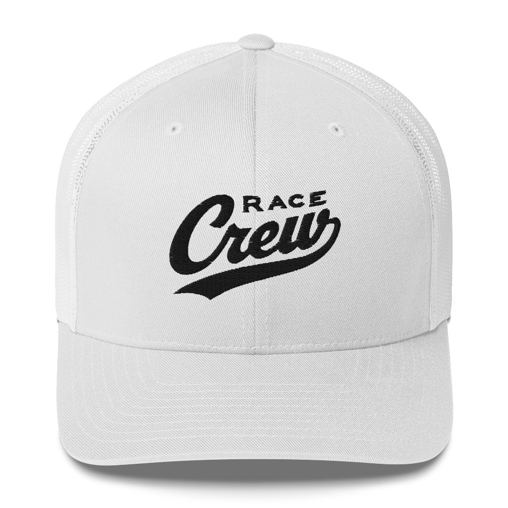 "Race Crew" Embroidered Trucker Cap - White - Sloth & Duck
