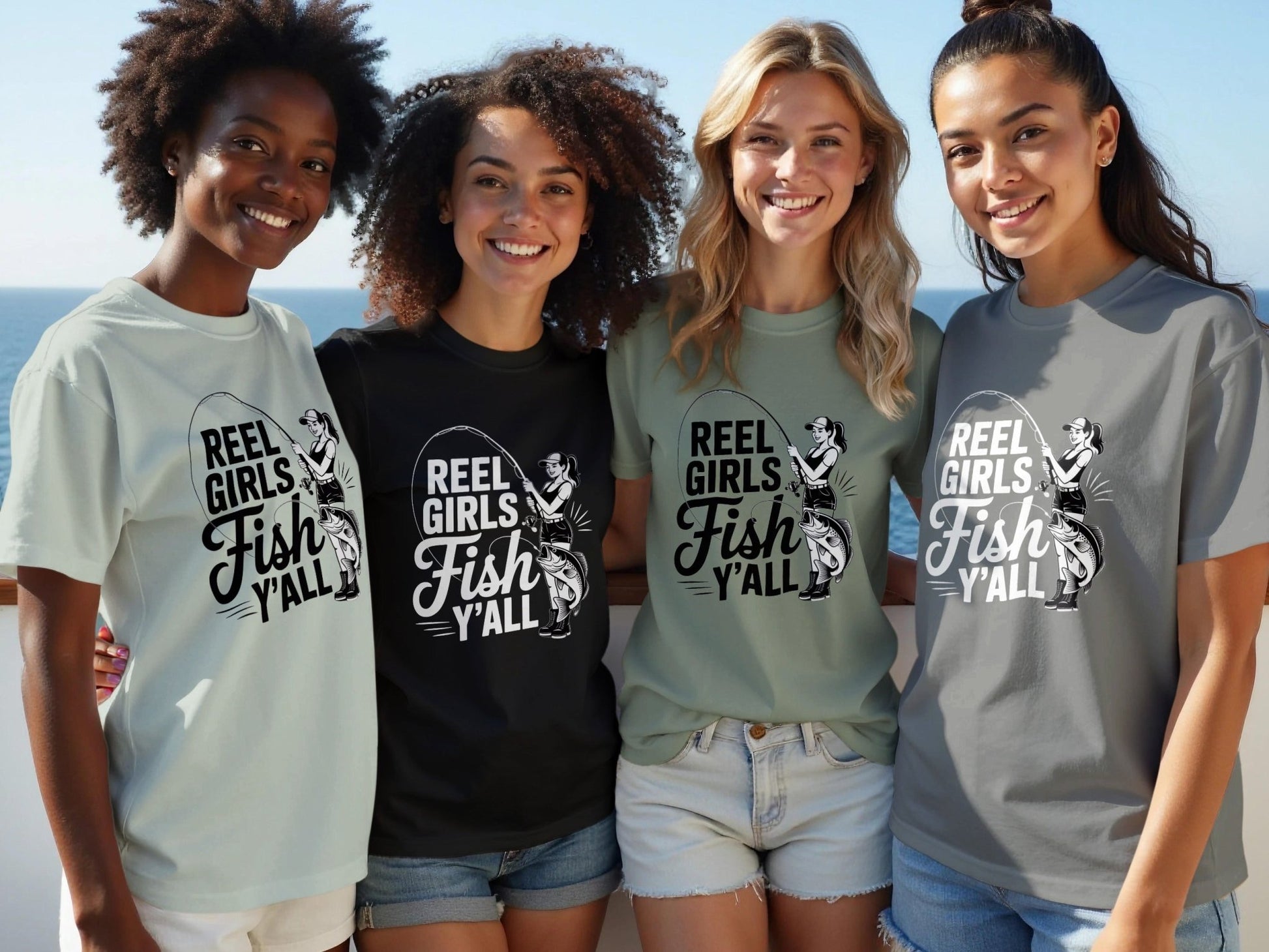 "Reel Girls Fish Y'all" Fishing T-Shirt - Women's T-Shirt - Sloth & Duck