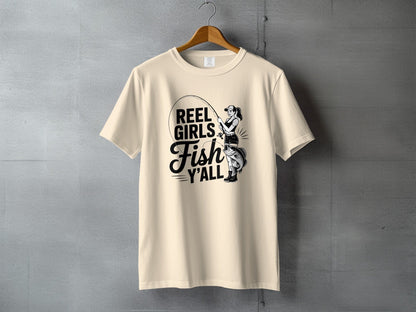 "Reel Girls Fish Y'all" Fishing T-Shirt - Women's T-Shirt - Sloth & Duck