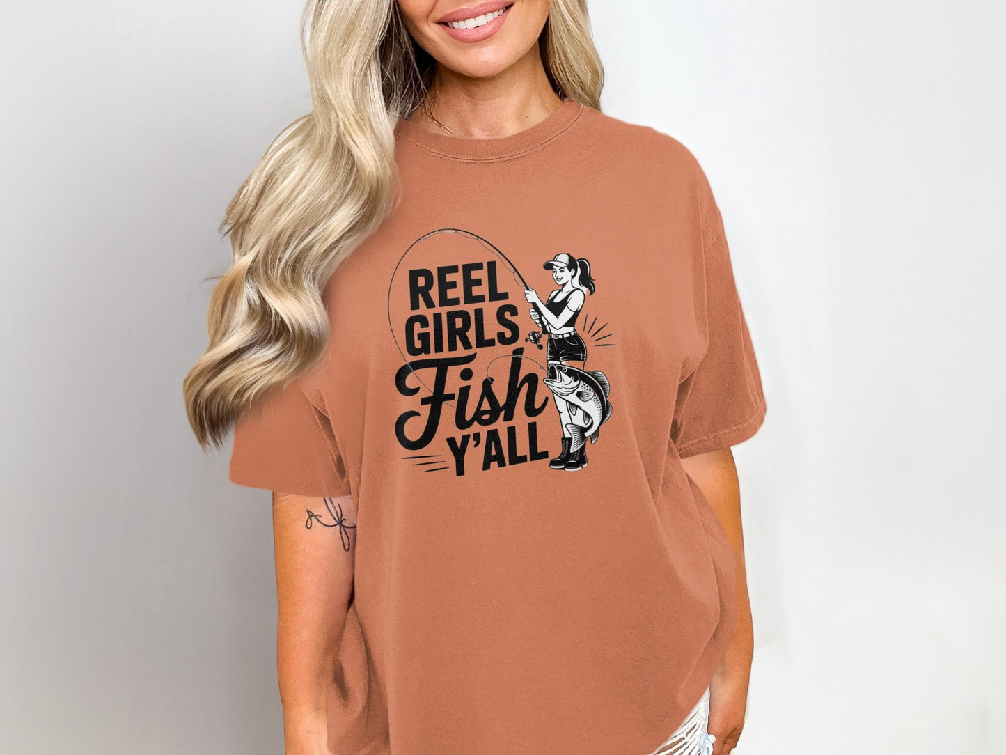 "Reel Girls Fish Y'all" Fishing T-Shirt - Women's T-Shirt - Sloth & Duck