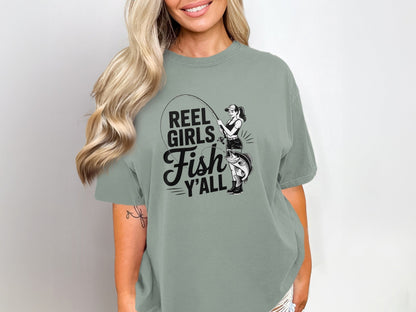"Reel Girls Fish Y'all" Fishing T-Shirt - Women's T-Shirt - Sloth & Duck