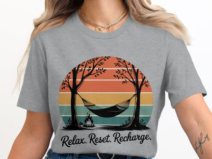"Relax. Reset. Recharge." Outdoors Nature T-Shirt - Adult - Sloth & Duck