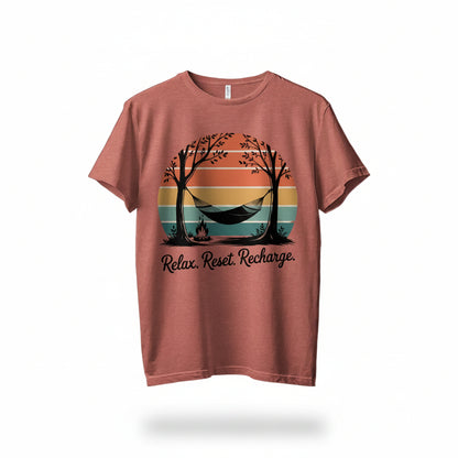 "Relax. Reset. Recharge." Outdoors Nature T-Shirt - Adult - Sloth & Duck