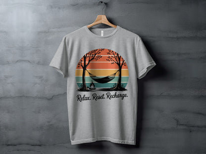 "Relax. Reset. Recharge." Outdoors Nature T-Shirt - Adult - Sloth & Duck
