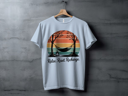 "Relax. Reset. Recharge." Outdoors Nature T-Shirt - Adult - Sloth & Duck