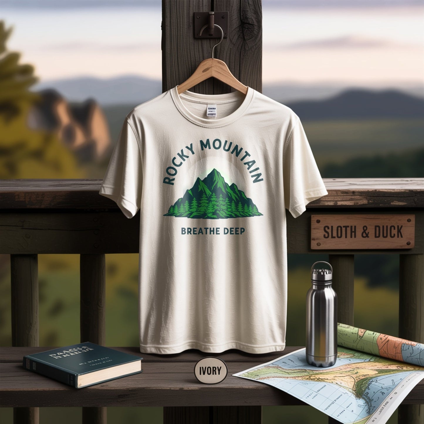 Rocky Mountain Breathe Deep T-Shirt - S - Sloth & Duck
