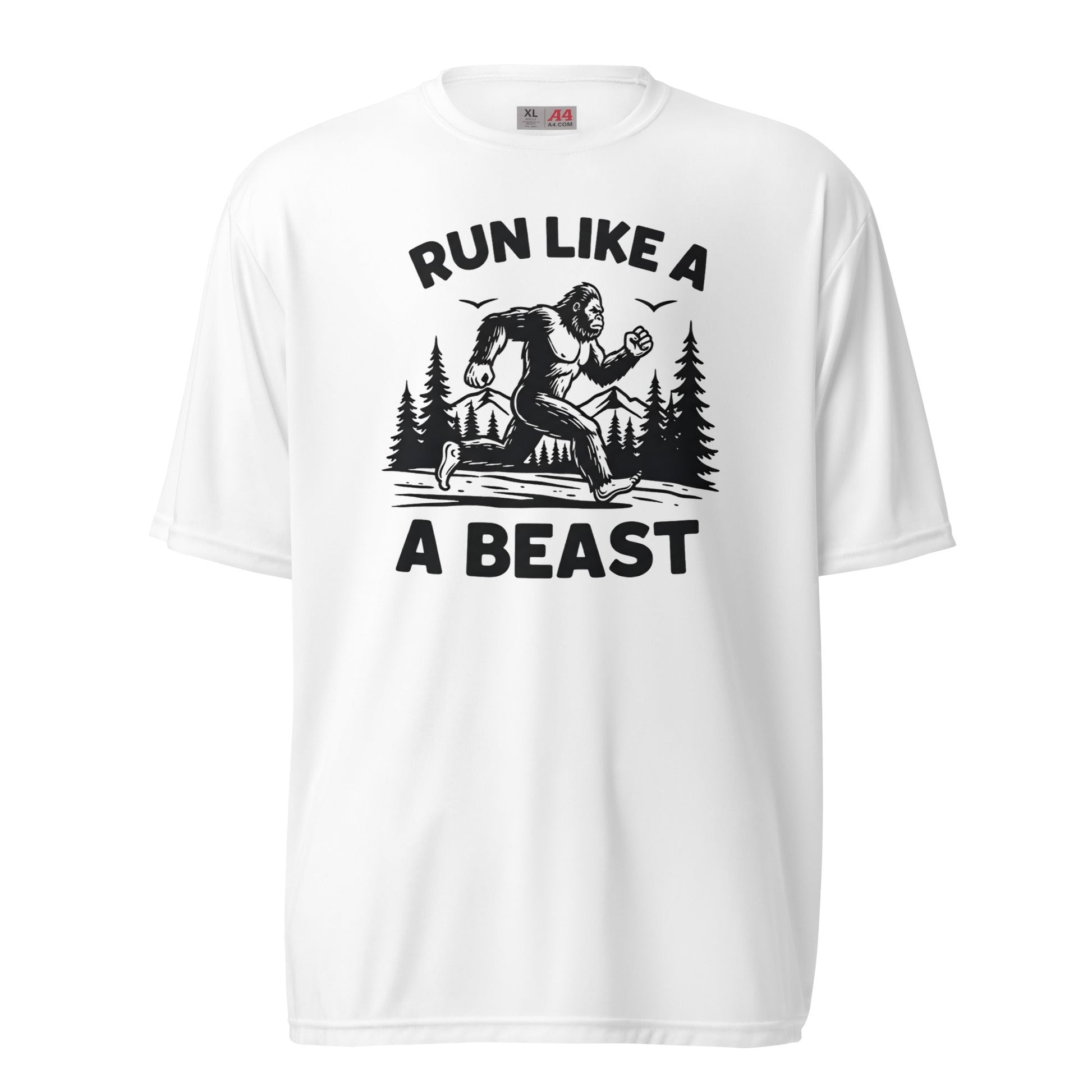 Run Like a Beast Big Foot Moisture Wicking T-Shirt - White - Sloth & Duck