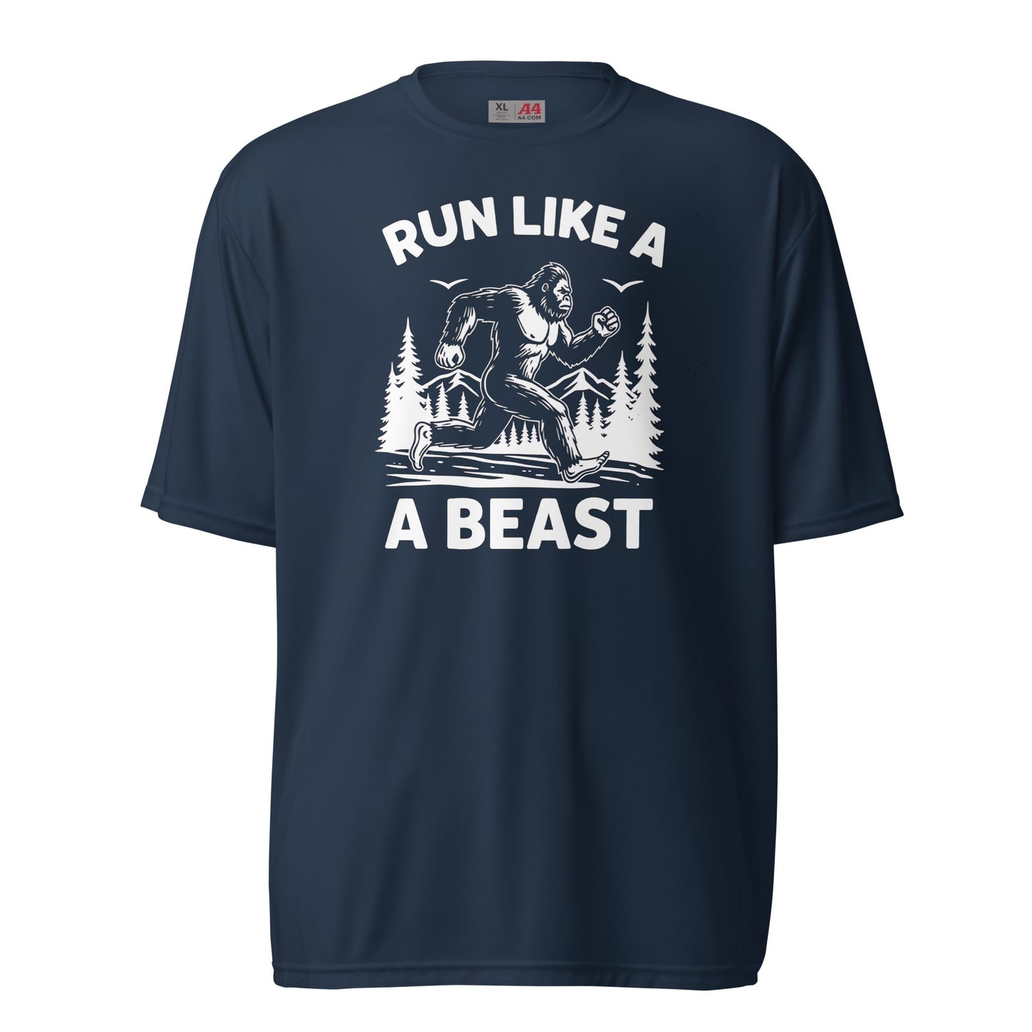 Run Like a Beast Big Foot Moisture Wicking T-Shirt - Navy - Sloth & Duck