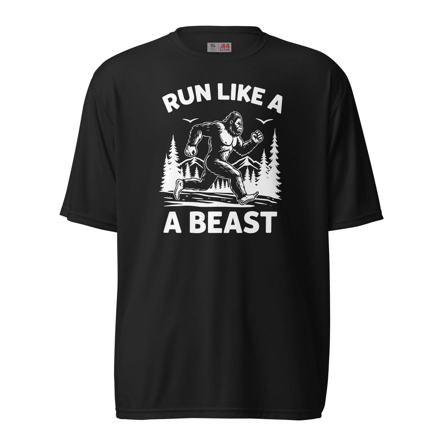 Run Like a Beast Big Foot Moisture Wicking T-Shirt - Black - Sloth & Duck