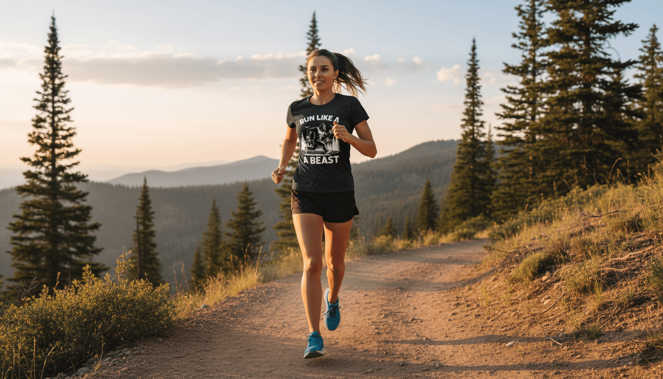 Run Like a Beast Big Foot Moisture Wicking T-Shirt - Navy - Sloth & Duck