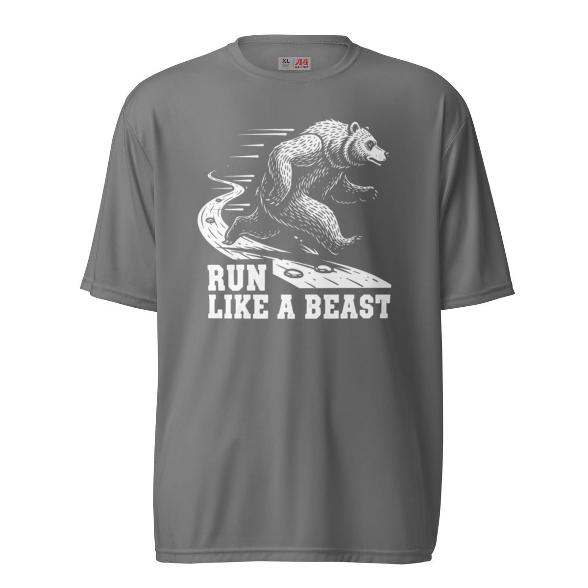 Run Like a Beast Grizzly Bear Moisture Wicking T-Shirt - Graphite - Sloth & Duck