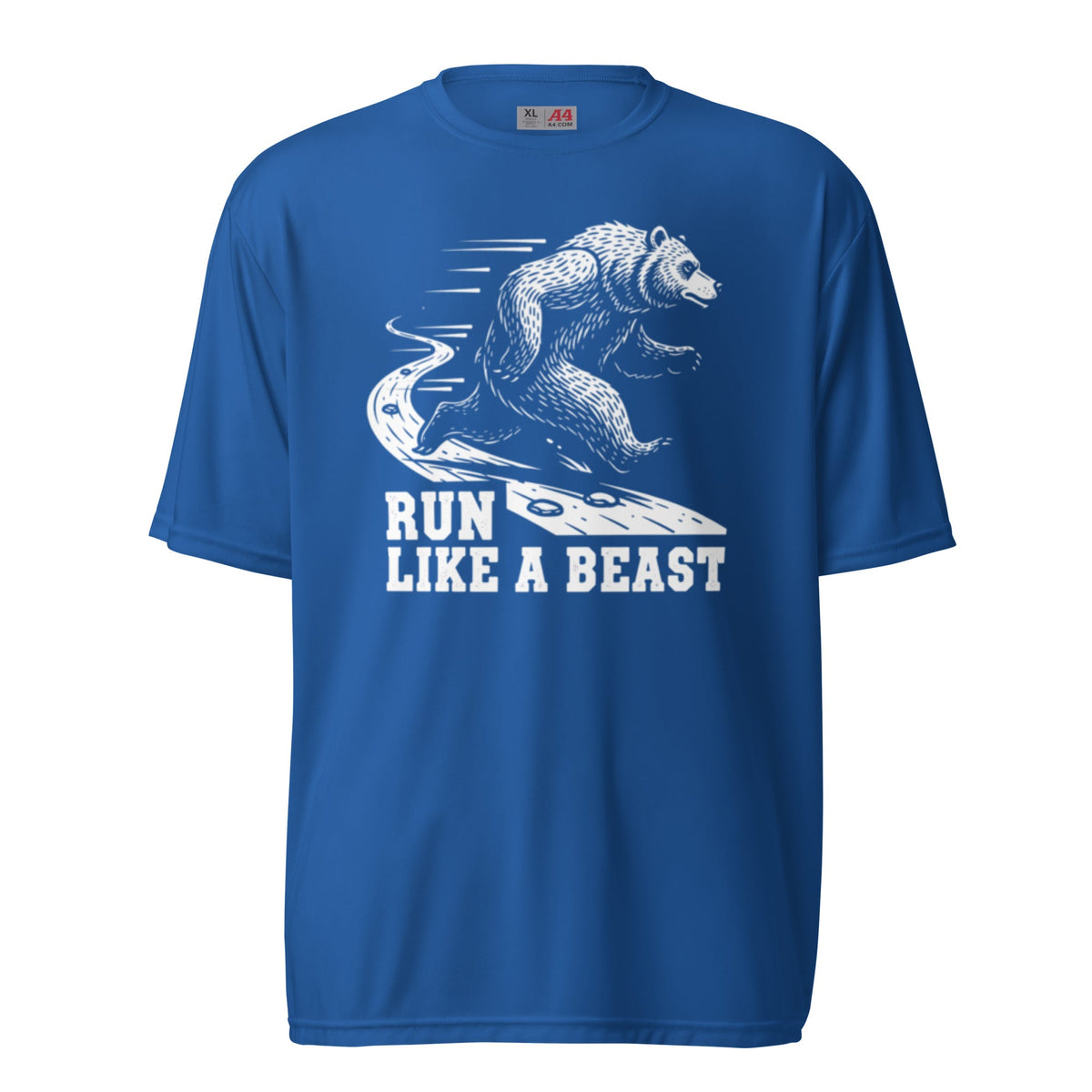 Run Like a Beast Grizzly Bear Moisture Wicking T-Shirt - Royal - Sloth & Duck