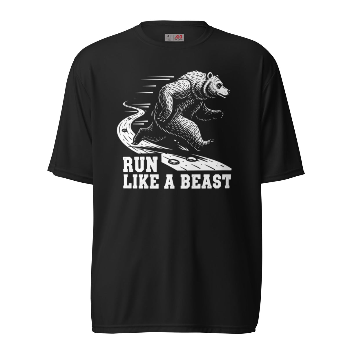 Run Like a Beast Grizzly Bear Moisture Wicking T-Shirt - Black - Sloth & Duck