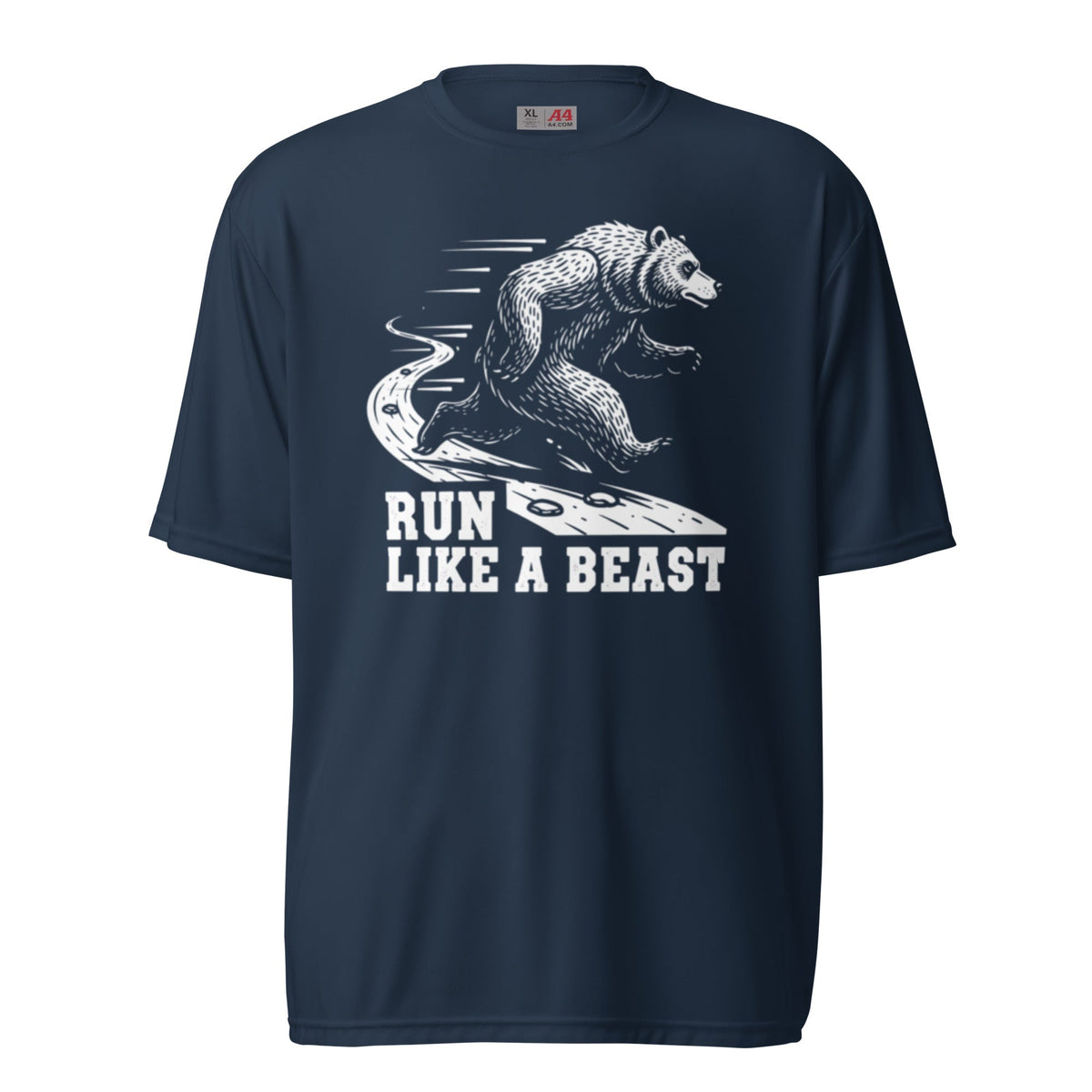 Run Like a Beast Grizzly Bear Moisture Wicking T-Shirt - Navy - Sloth & Duck