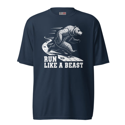 Run Like a Beast Grizzly Bear Moisture Wicking T-Shirt - Navy - Sloth & Duck