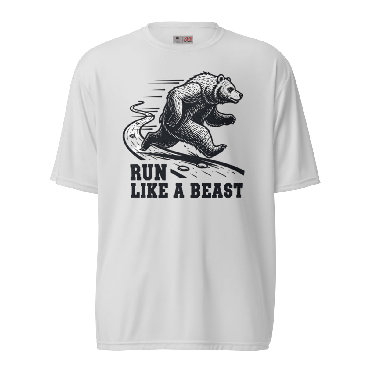 Run Like a Beast Grizzly Bear Moisture Wicking T-Shirt - Silver - Sloth & Duck