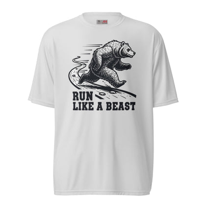 Run Like a Beast Grizzly Bear Moisture Wicking T-Shirt - Silver - Sloth & Duck