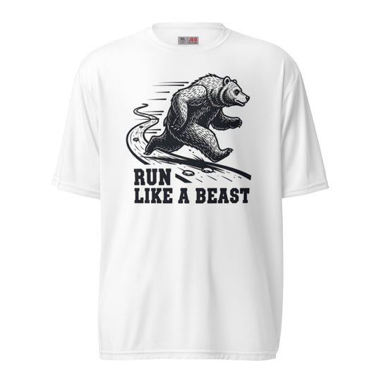 Run Like a Beast Grizzly Bear Moisture Wicking T-Shirt - White - Sloth & Duck
