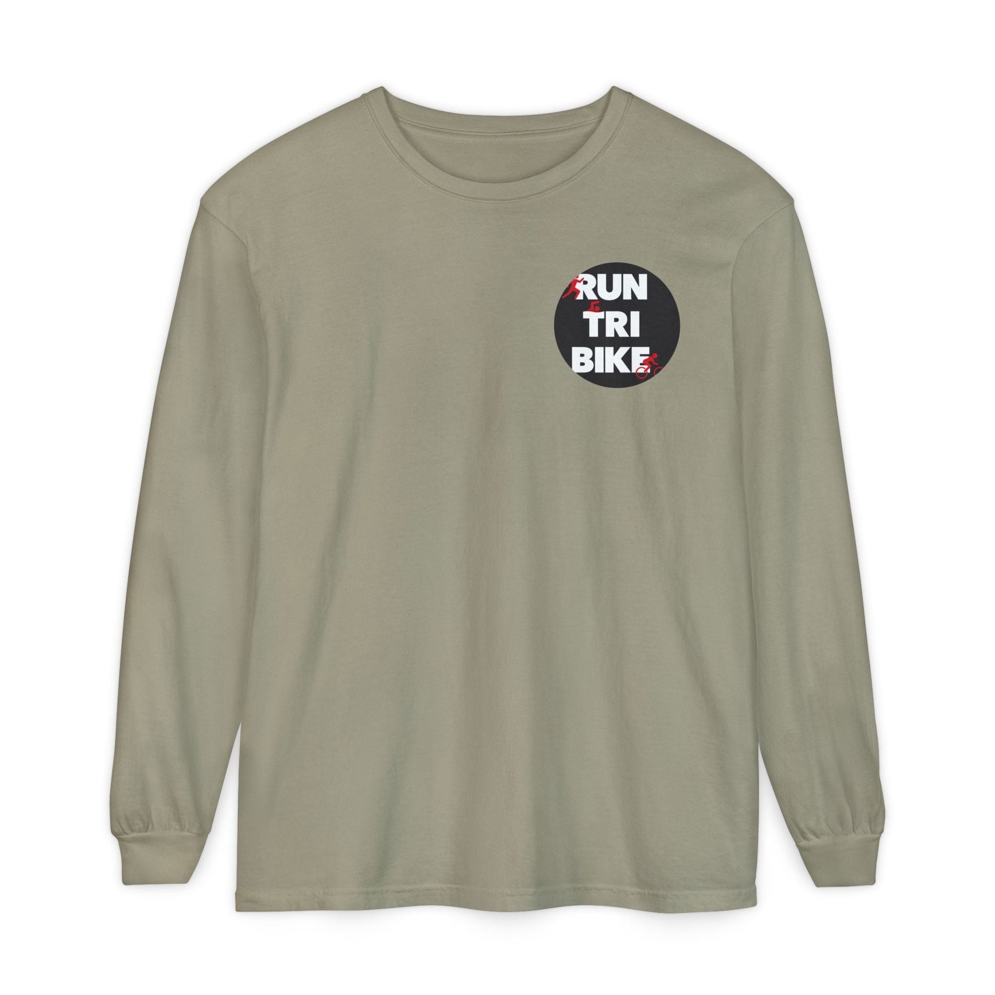 Run Tri Bike Logo Long Sleeve “I’m An Everyday Athlete” - Sandstone - Sloth & Duck