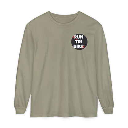 Run Tri Bike Logo Long Sleeve “I’m An Everyday Athlete” - Sandstone - Sloth & Duck