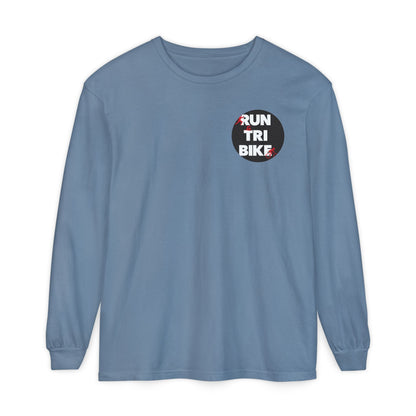 Run Tri Bike Logo Long Sleeve “I’m An Everyday Athlete” - Blue Jean - Sloth & Duck