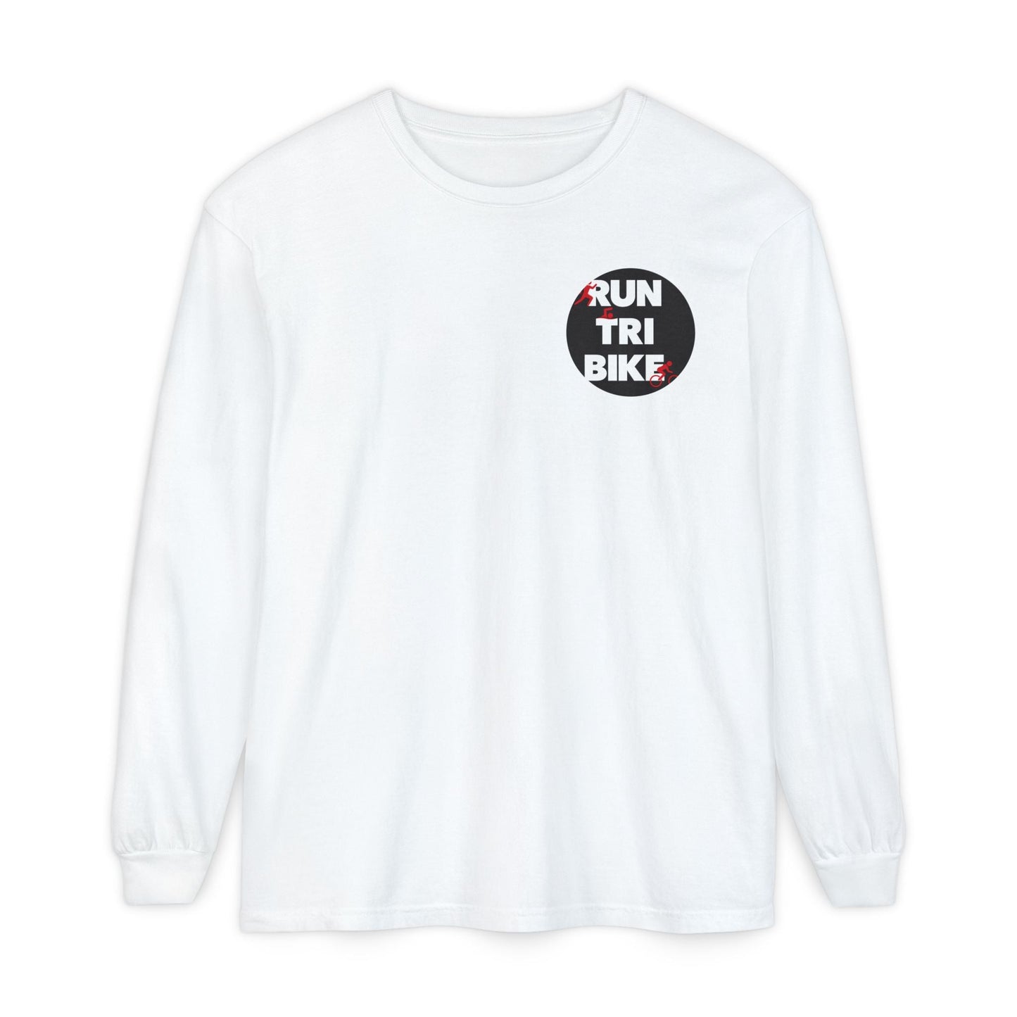 Run Tri Bike Logo Long Sleeve “I’m An Everyday Athlete” - White - Sloth & Duck