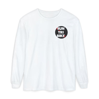 Run Tri Bike Logo Long Sleeve “I’m An Everyday Athlete” - White - Sloth & Duck