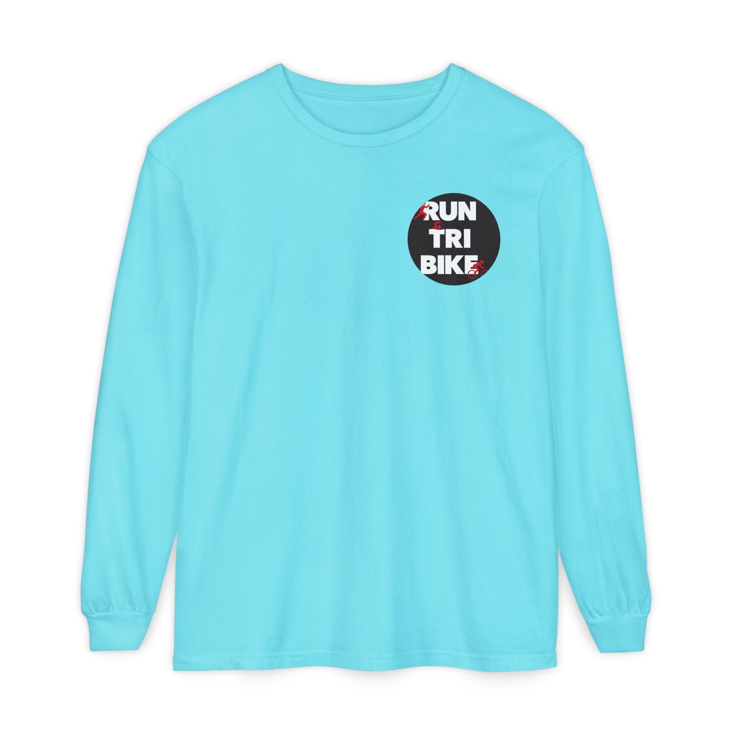 Run Tri Bike Logo Long Sleeve “I’m An Everyday Athlete” - Lagoon Blue - Sloth & Duck