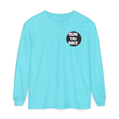 Run Tri Bike Logo Long Sleeve “I’m An Everyday Athlete” - Lagoon Blue - Sloth & Duck