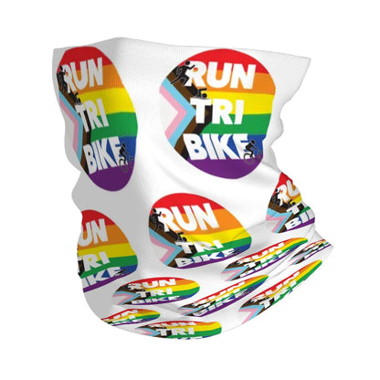 Run Tri Bike Pride Logo Multifunction Neck Gaiter - 10"x20" - Sloth & Duck