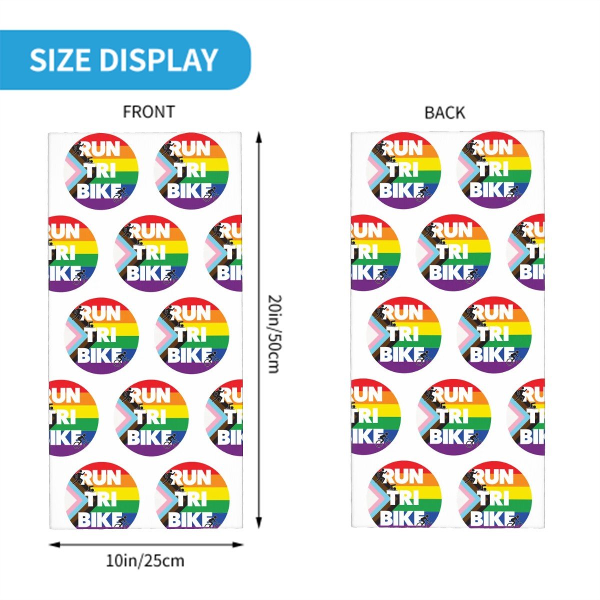 Run Tri Bike Pride Logo Multifunction Neck Gaiter - 10"x20" - Sloth & Duck