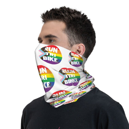 Run Tri Bike Pride Logo Multifunction Neck Gaiter - 10"x20" - Sloth & Duck