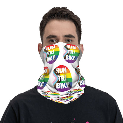 Run Tri Bike Pride Logo Multifunction Neck Gaiter - 10"x20" - Sloth & Duck