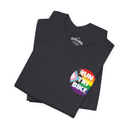 Run Tri Bike Pride T-Shirt with “I’m An Everyday Athlete” Back - Dark Grey - Sloth & Duck