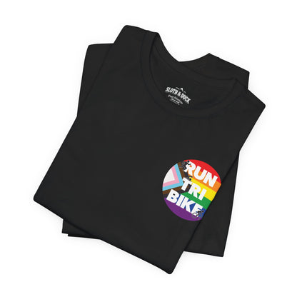 Run Tri Bike Pride T-Shirt with “I’m An Everyday Athlete” Back - Black - Sloth & Duck