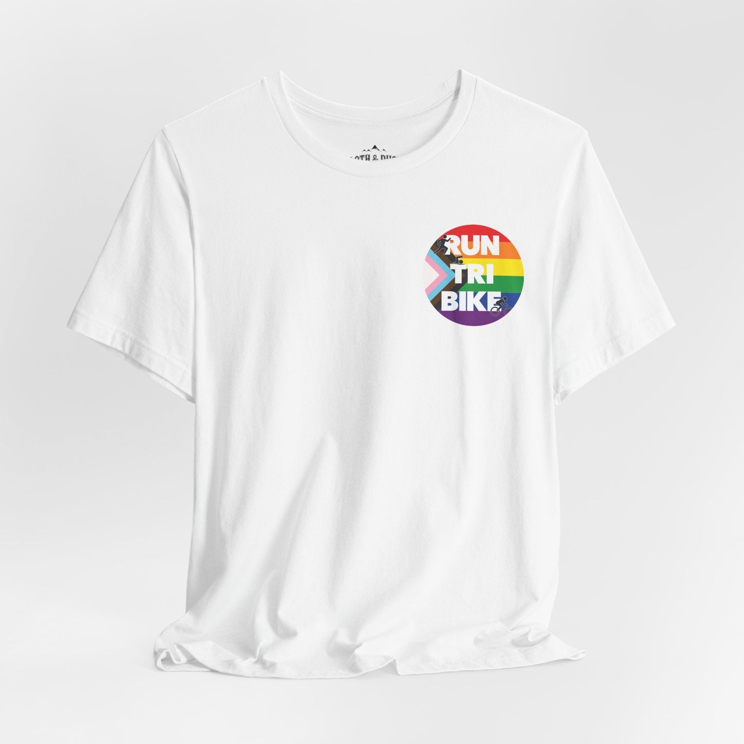 Run Tri Bike Pride T-Shirt with “I’m An Everyday Athlete” Back - White - Sloth & Duck