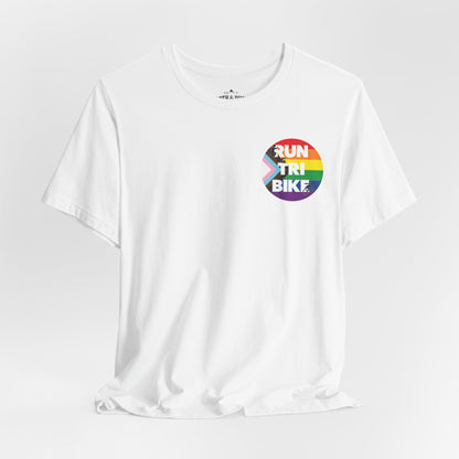Run Tri Bike Pride T-Shirt with “I’m An Everyday Athlete” Back - White - Sloth & Duck