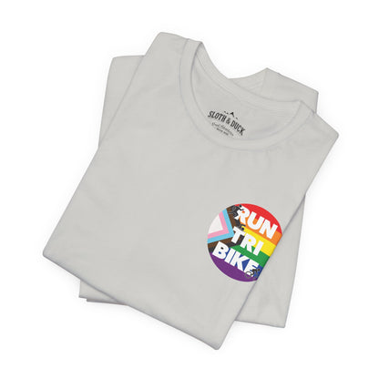 Run Tri Bike Pride T-Shirt with “I’m An Everyday Athlete” Back - Silver - Sloth & Duck