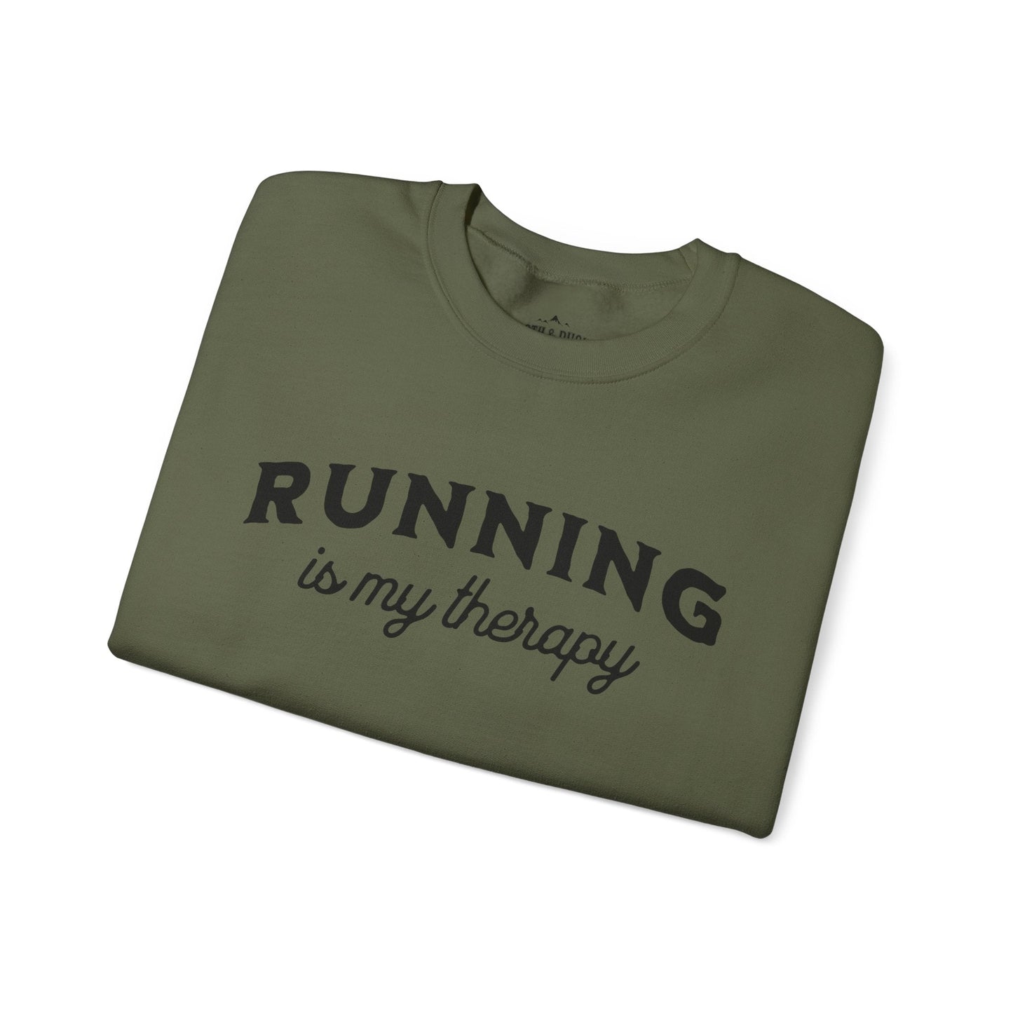 "Running Is My Therapy" Sweatshirt - Military Green - Sloth & Duck