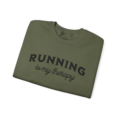 "Running Is My Therapy" Sweatshirt - Military Green - Sloth & Duck