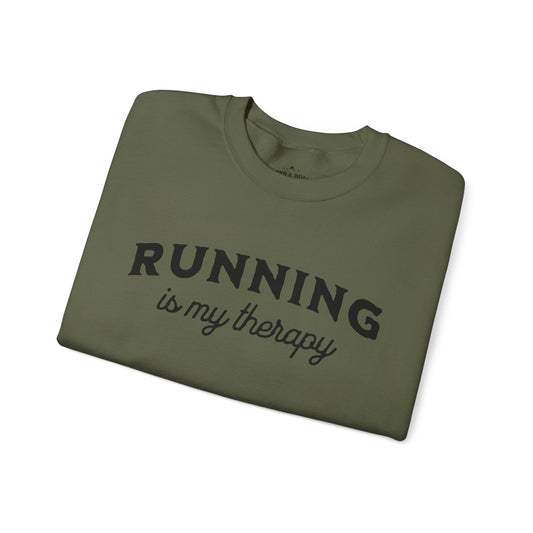 "Running Is My Therapy" Sweatshirt - Military Green - Sloth & Duck