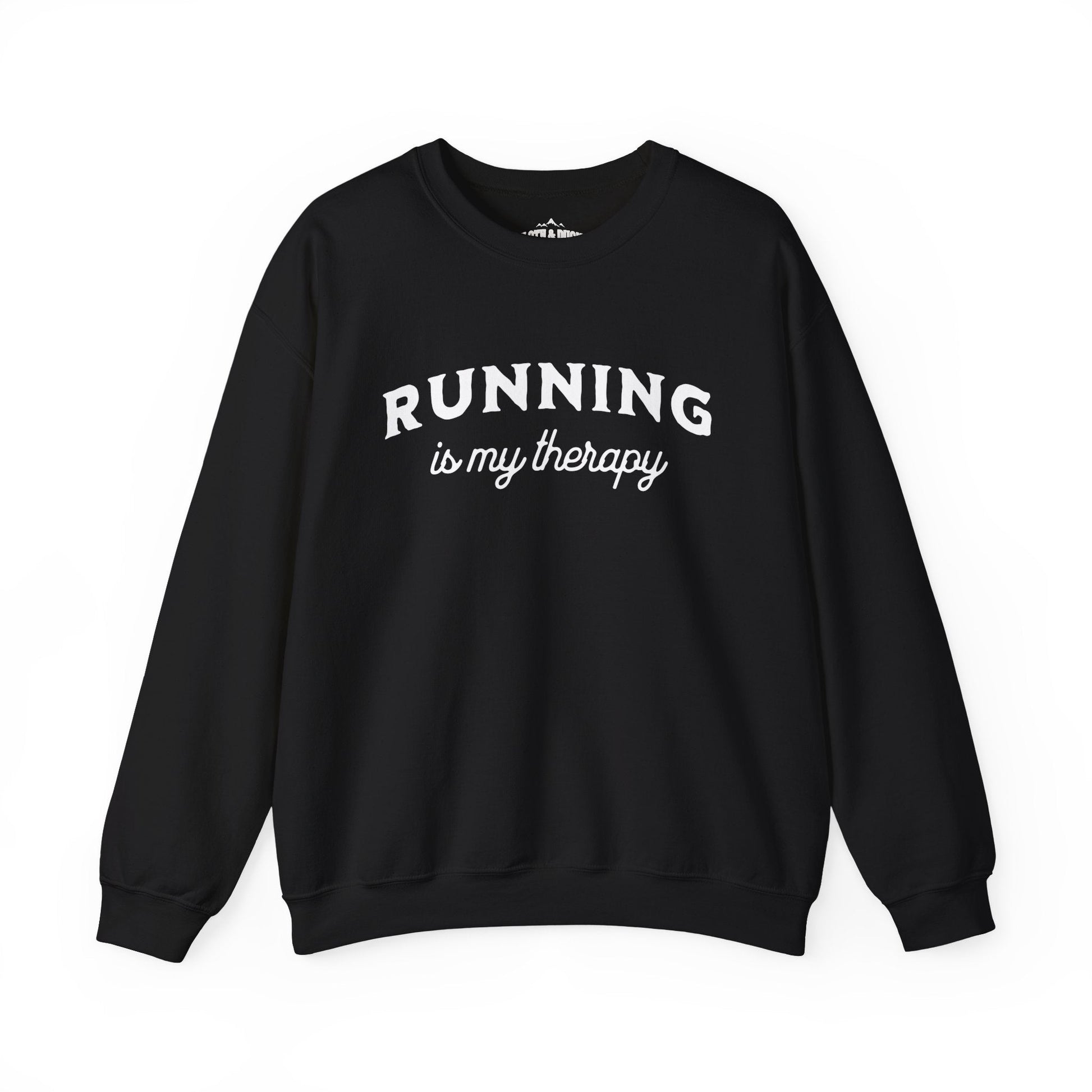"Running Is My Therapy" Sweatshirt - Black - Sloth & Duck