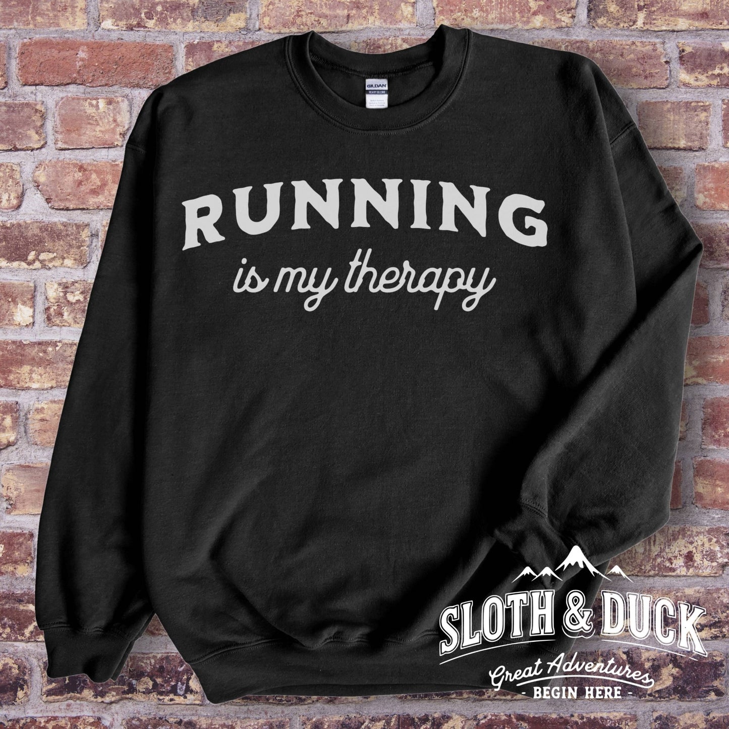 "Running Is My Therapy" Sweatshirt - Sport Grey - Sloth & Duck