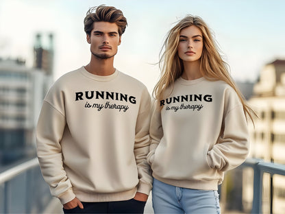 "Running Is My Therapy" Sweatshirt - Maroon - Sloth & Duck