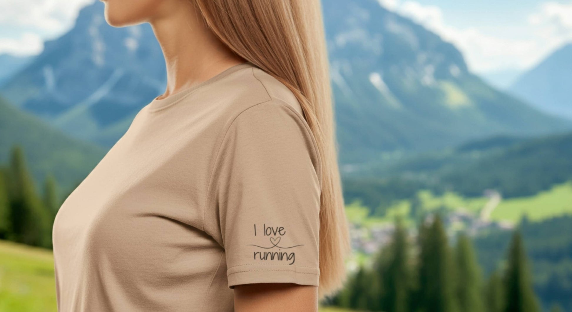 "Running Is My Therapy" T-Shirt with "I Love Running" on the Left Sleeve - Athletic Heather - Sloth & Duck