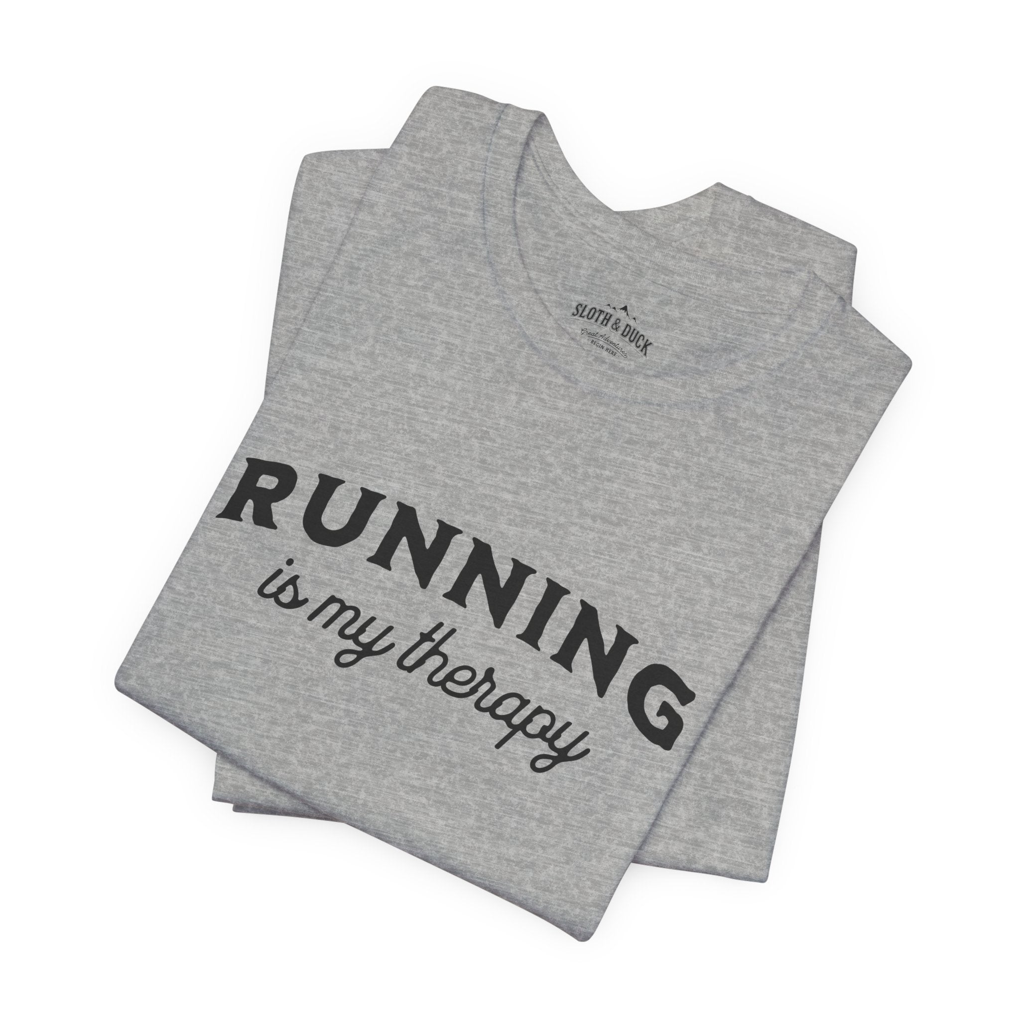 running is my therapy light grey short sleeve shirt