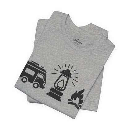 "RV. Lantern. Campfire." Graphic T-Shirt - Athletic Heather - Sloth & Duck