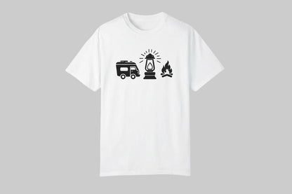 "RV. Lantern. Campfire." Graphic T-Shirt - Athletic Heather - Sloth & Duck