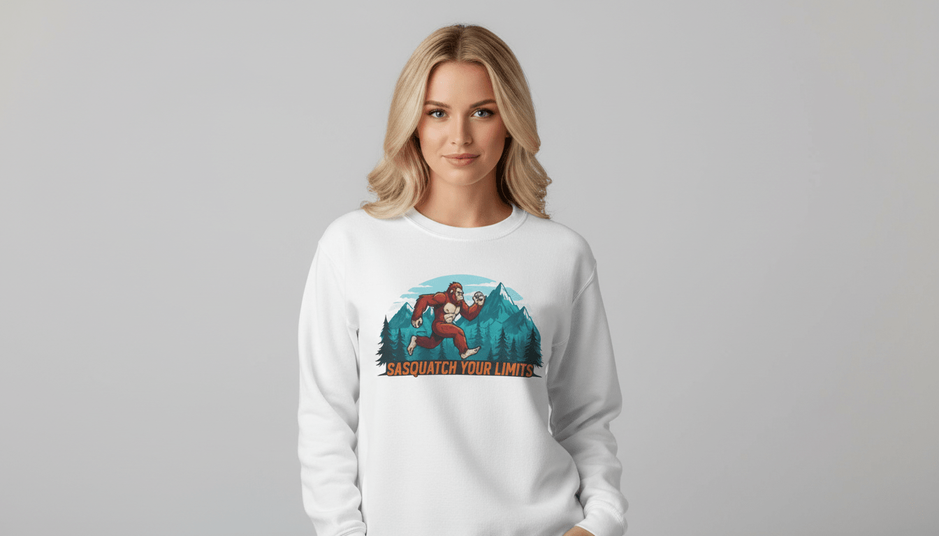 Sasquatch Your Limits, Trail Running Sweatshirt - Forest Green - Sloth & Duck