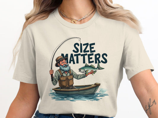 Size Matters Funny Fishing T-Shirt - T-Shirt - S - Sloth & Duck